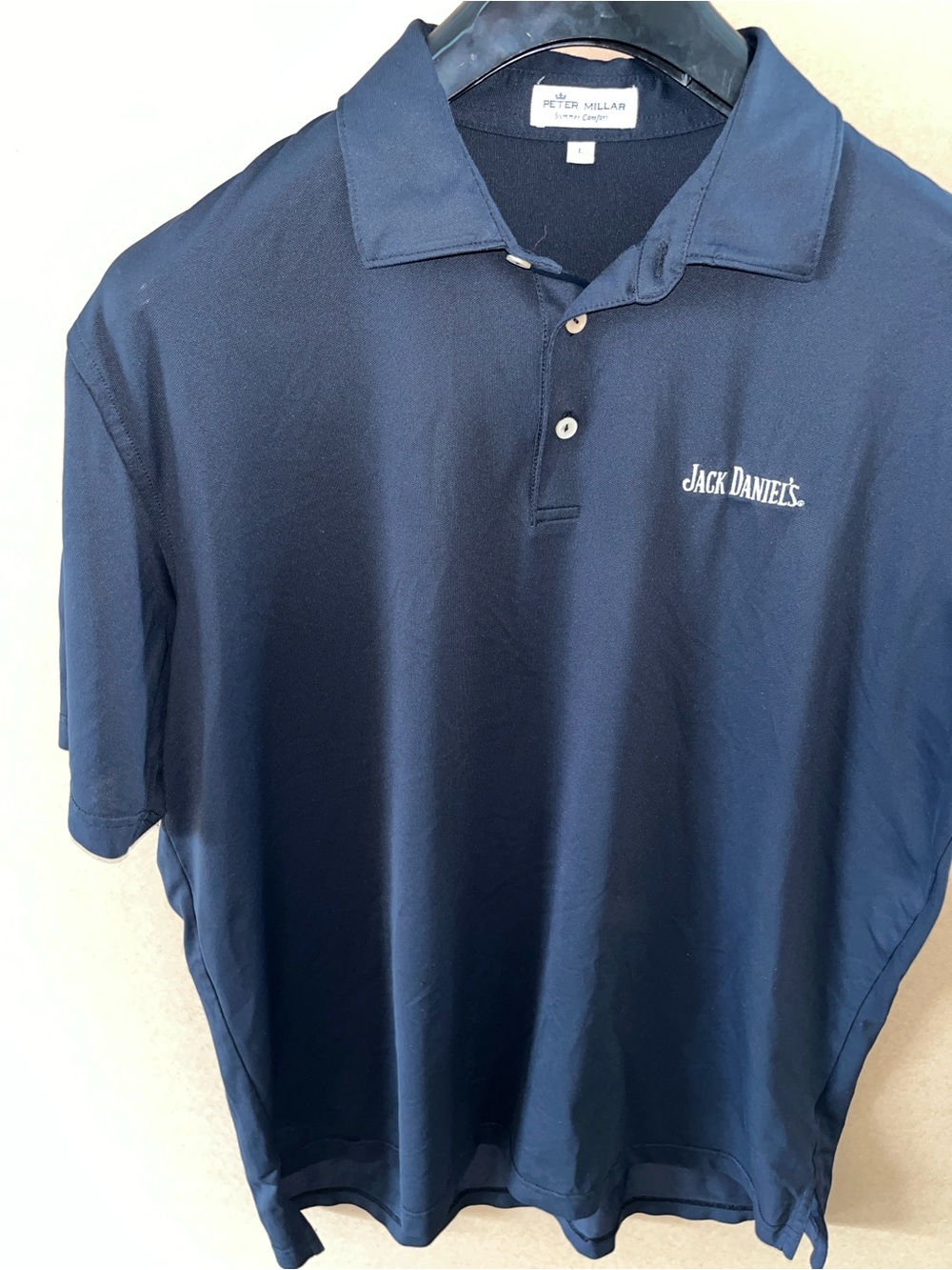 Peter Millar Jack Daniels Summer Comfort Polo Shirt Sz Large Black Great S/S